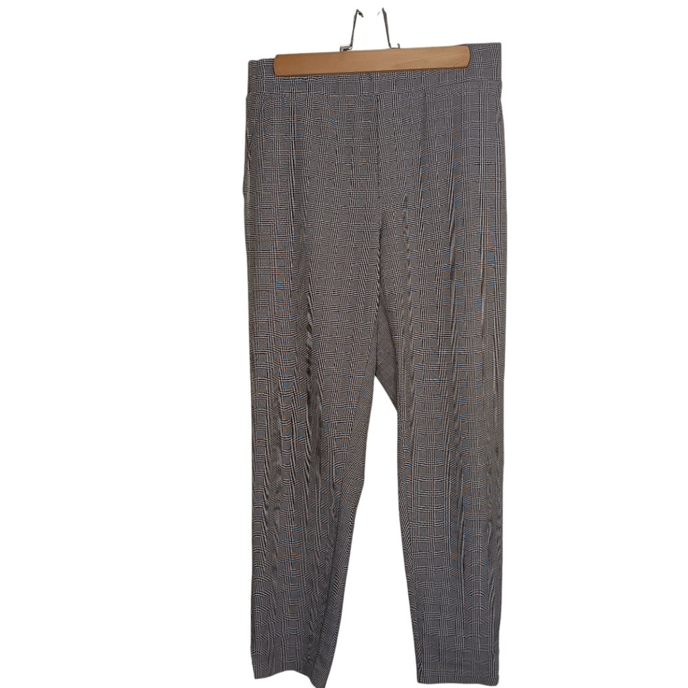 ATHLETA BROOKLYN Pant Women's Size 6 Plaid Ankle Business Travel Black White